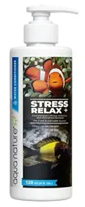 AquaNature Stress Relax+ Water Conditioner Concentrated Chlorine, Ammonia and Chloramine Remover with Power of Aloe Vera for Marine and Freshwater Aquarium (120ml)