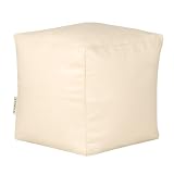 Puff CUBO de imitación cuero CREMA – Puff reposapiés de Bean Bag Bazaar®