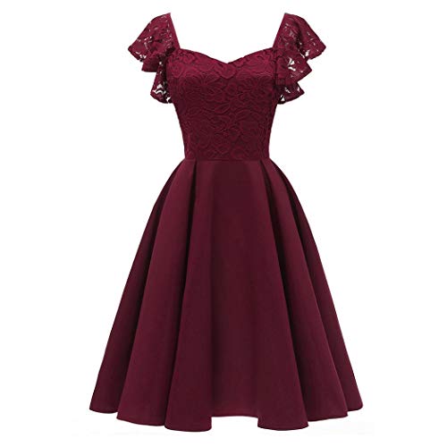 Robe de Cocktail,Femme Vintage Princess Floral Dentelle Col V Party Soirée Robes Bringbring
