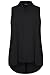 Plus Size Womens Sleeveless Crepe Button-up Shirt With Pleating Detail Size 26-28 Black