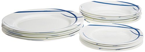 Luminarc Fairy Navy - Set vajilla de 18 piezas, Vidrio, Blanco / Azul