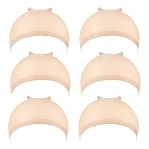 Wig Caps for Women, IKOCO 6 Pcs Stretchy Nylon Wig Caps Beige Stocking Caps for Wigs