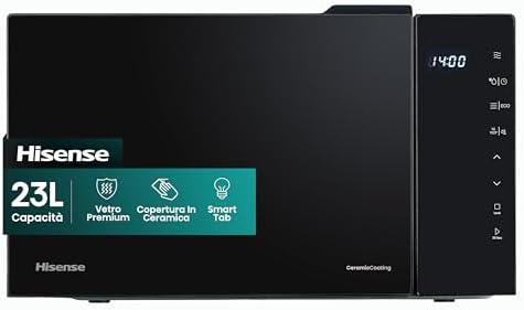 Hisense Microonde H23MOBS5H4, cavità 23L, apertura porta a sinistra, display LED touch, 8 funzioni, 800W