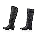 Produktbild RYTEJFES Damen Stiefeletten Knielang Kniehohe Stiefel Vintage Einfarbig Kurzschaft Stiefel Halbhohe Elegant Boots Federleichte Waterproof Flache Fersenstiefel