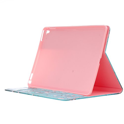 iPad pro 9.7 Hülle,iPad pro Case – Felfy PU Ledertasche Luxe Bookstyle Flip Standfunktion Magnetverschluss Ledertasche Muster Eule Elefant Möwe Schmetterling Bunte Malerei Retro Painted Abdeckung Schutzhülle Ablösbar Handliche Case Tasche Etui für iPad pro 9.7 Zoll (Plum Blume) + 1 x Hellblau Blau Stylus + 1 x Blaue Blumen Dust Plug - 5