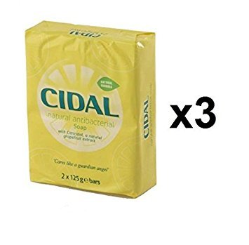 3 x Cidal Natural Antibacterial soap twin pack 125g