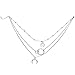 Produktbild ZUXIANWANG Halskette böhmischen Wanderlust Gypsy Halskette für Frauen Silber Lange Kette 2-in-1-Collier Kreis Weltkarte Erde Mond Boho Halskette Schmuck