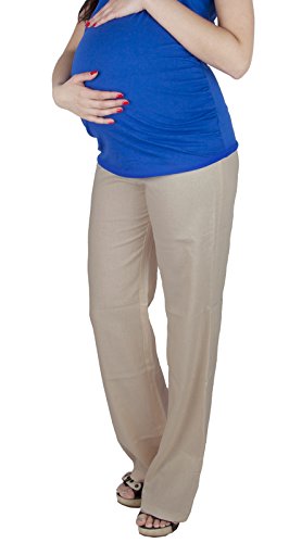 Mija - Linen light maternity trousers perfect for summer 3013 (12, Beige)