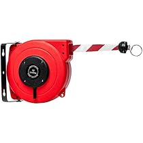 Barrera De Cinta Retráctil De Pared - Longitud 5m, Carcasa ABS Roja Y Blanca, Para Control De Acceso En Interiores