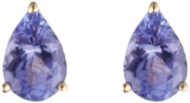 9ct Yellow Gold Tanzanite 6x4mm Pearshape Claw Set Stud Earring