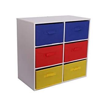 Home Source Toy Storage Unit Kids Chest Of 6 Canvas Drawers For