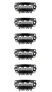 Rizi Imported 6Pcs Hair Extension Snap Clips Wig Grips Medium Remy Clip In 32mm Black for weft patches Bridal Dupatta wig fringe hair extensions hair style accessories beauty accessory