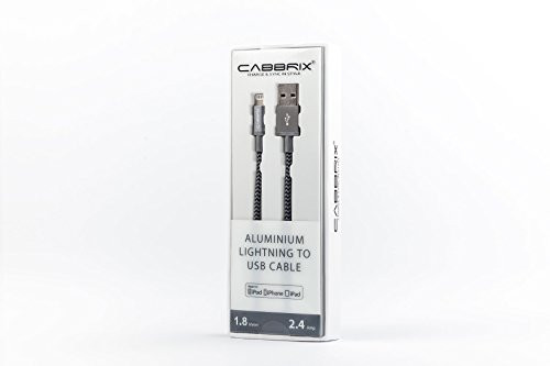USB Kabel mit Lightning Stecker (Apple zertifiziert) Lade- und Datenkabel für iPhone 5 5C 6S 7 Plus SE iPad mini 3 4 Pro Air 2 – 1,8 m von CABBRIX (space gray) - 3