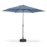 Alice's Garden Parasol Droit Rond Ø300cm - Touquet Bleu grisé - mât Central en Aluminium orientable et manivelle d'ouverture