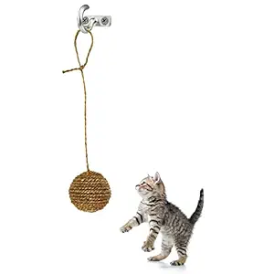 Mats Avenue Hand Made Jute Crafted Interactive Scratcher/Play Ball with String for attaching for Cat and Kittens Brown Color