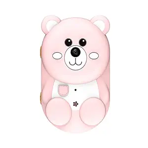 Tooarts 32MP Kids Children Digital Camera 1080P Video Camcorder 2.4 Inches Screen Dual Camera Lenses Anti-Drop Toys Built-in Battery with Strap Charging Cable Camera Cover Pink Bear