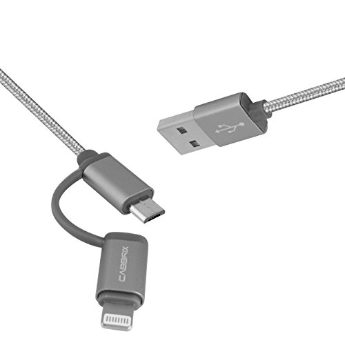 CABBRIX 2in1 Micro USB / Lightning Daten- und Ladekabel für iPhone 5 5S 6 6S 7 Plus, iPad mini 2 3 4 Air 2, Samsung Galaxy S3 S4 S5 mini S6 S7 Edge A3 A5 J5 Note 4 5, Huawei P8 Lite, Lumia 650, Sony, Android, Gamepad Controller XBOX PS4 2 Meter - 2