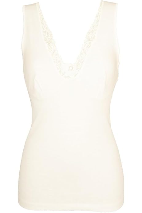 Canottiera Donna In Cotone Filo Scozia - Top Intimo Spalla Stretta BY SELINA Bianco/Nero - Foto 8