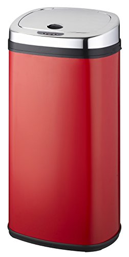 Kitchen Move BAT-42LS02-A Nouveau Modèle 2016 Poubelle de Cuisine Automatique Forme Carré Inox Rouge 42 L
