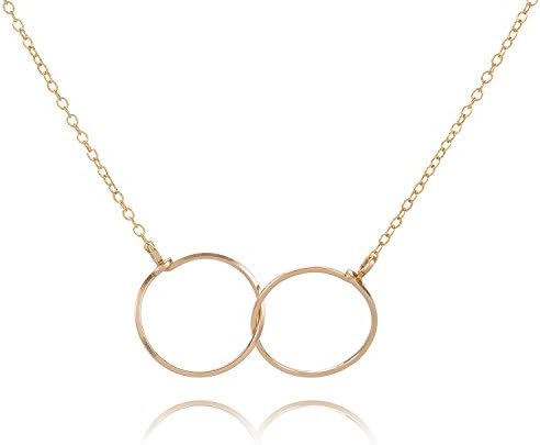 Gold Interlockinng Circles Necklace By Boe 14ct Gold-Plated Sterling Silber Adjustable Length - N251g