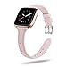 Price comparison product image FINTIE Bands Compatible with Fitbit Versa/Versa Lite, Slim Soft Genuine Leather Band Replacement Straps Accessories Wristbands for Fitbit Versa Lite Edition/Fitbit Versa Smartwatch, Pink