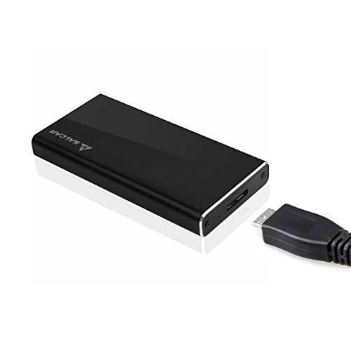 Salcar mSATA Aluminium Festplattengehäuse mit USB 3.0 Datenkabel für 2.5" mSATA SSD Schwarz