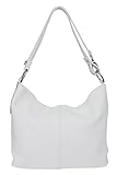 handtasche weiss günstig tasche italienisches leder AMBRA Moda Damen Leder Handtasche Schultertasche Umhängetasche Hobo bag GL005 (Weiss)
