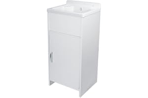 Toscohome Lavatoio da esterno colore bianco con vasca in resina 42,5x34,5x82H cm