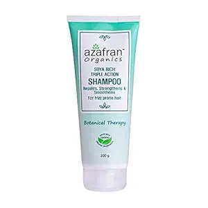 Azafran Organic Soya Rich Triple Action Intense Moisturizing shampoo for frizz free and smooth hair, 200 g