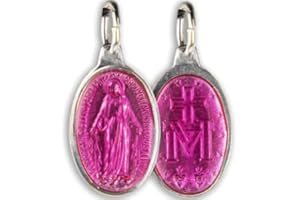 SERAL Miraculous Virgin Medal – Made in Lourdes (aluminium and coloured enamel), Aluminium, Turquoise