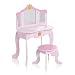 Produktbild Baby Vivo Kinderschminktisch Schminkkommode Kosmetiktisch Frisierkommode Frisiertisch Make-Up Tisch mit klappbaren Spiegeln und Hocker aus Holz - Fiona