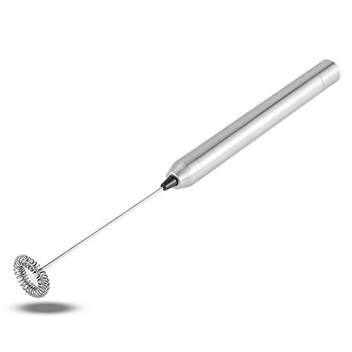 eSky24 Handheld Milchaufschäumer aus Edelstahl, Cremigster Milchschaum, leicht und stabil, silber