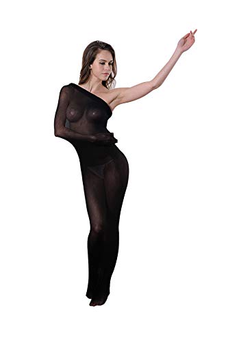 Imixcity Donna Bodystockings Cavallo Aperto Pizzo Intimo Floreale Bodysuits Babydoll (TAGLIA UNICA, C_Nero (with Luminous Dice))