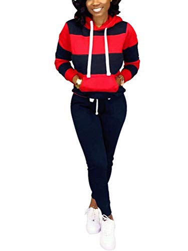 Tomwell Survêtement Femmes Casual Sweats à Capuche Sportswear Manches Longues Suit Vêtements de Fitness Femme Pantalons Sports Jogging-2pcs
