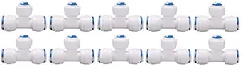 KRPLUS Union Tee Connector 1/4-inch 6mm Push Fit to Connect Plastic Quick Fittings for water purification & RO System (1/4