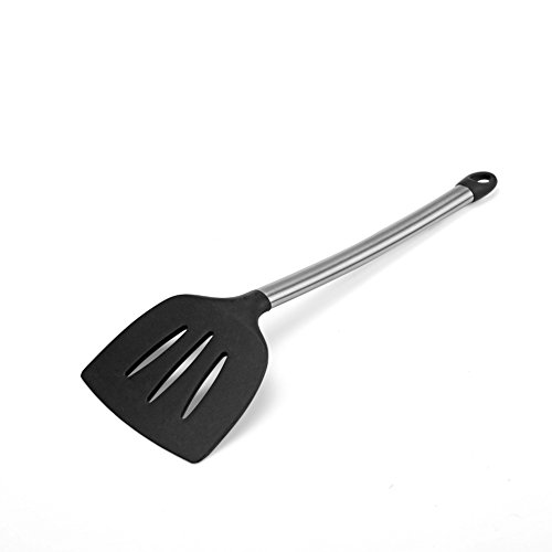 GA Homefavor Pfannenwender Wender aus Edelstahl und Silikon Küchenutensilien, Schwarz - 3