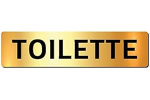 KOPEME Targa Segnale Toilette WC Bagno in metacrilato Color Oro Lucido Specchio autoadesiva per Toilette WC Bagno mm 180x43x3