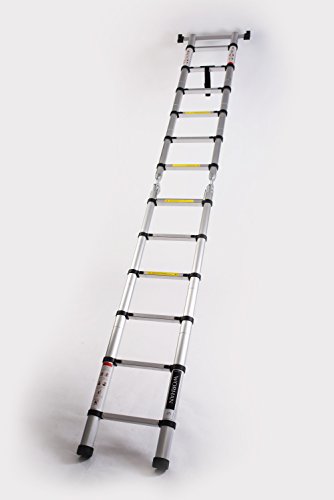 WORHAN® 3.8m TELESKOPLEITER 2 in 1 ANLEGELEITER KLAPPLEITER ALU TELESKOP LEITER MULTIFUNKTTIONS LEITER 380cm K3.8 (……3.8m C-Line) - 3