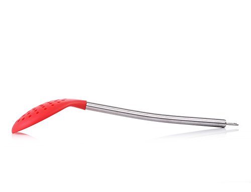 iNeibo kitchen schaumkelle-schaumlöffel-abseihlöffel mit einem hochwertigem Silikoneinlage kopf und rostfreiem edelstahl handgriff der kühl bleibt-keine verbrennung mehr - 7