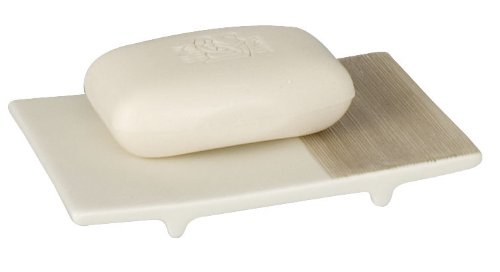 WENKO 17712545 Seifenablage Nature - Seifenschale, Keramik, 14.8 x 2.1 x 9.4 cm, Braun