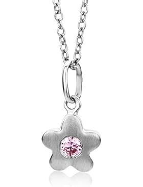 Miore Kinderanhänger 925 Sterling-Silber Blume matt Zirkonia ros mit Kette 36-40cm