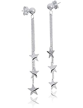 MATERIA Stern Ohrstecker lang - 925 Silber Ohrringe Pendel mit Sternen 5x55mm inkl. Schmuckbox #SO-95