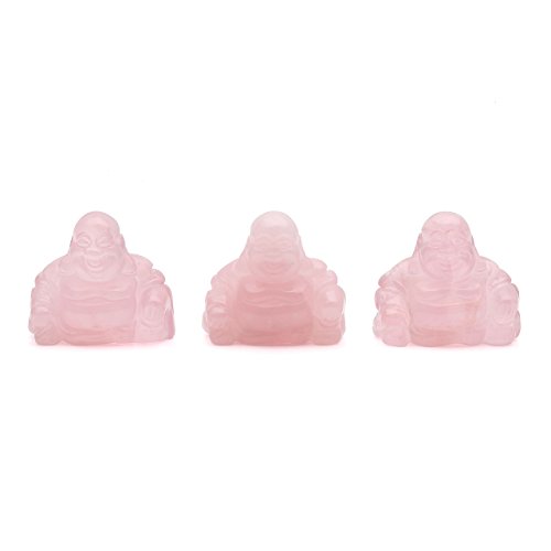 JOVIVI Dekoration Reiki Edelstein Kristall Maitreya Happy Buddha Figur Schutzengel Talisman Glücksbringer Feng Shui Energietherapie Deko (Rosenquarz) - 5