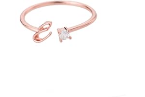 Bungsa® Buchstaben Ring roségold Zirkonia-Kristall aus Metall - biegbarer Fingerring/Zehenring Toering für Damen, Kinder & Herren - A B C D E F G H I J K L M N O P Q R S T U V W X Y Z