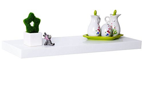 WOLTU RG9235ws-a Wandregal Wandboard, MDF Holz, Bücherregal Hängeregal, CD DVD Regal, Länge 80cm, Weiß - 2