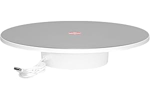 DONGKER Espositore Girevole, Piatto per Girevoli USB a 3 Velocità, 360° Piattaforma Rotante Automatica a LED per Statue di Cristallo, Gioielli, Arte (Capacità di Carico Massima di 8 kg)