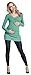 Happy Mama Women's Maternity Stretchy Knitted Tunic Jumper Pullover Sweater 907p (Green, 8/14)
