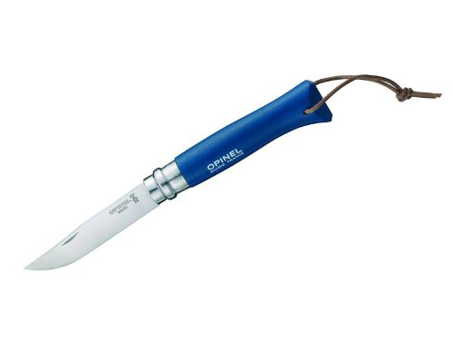 Preisvergleich Produktbild Opinel Taschenmesser No. 8, rostfrei, blau, mit Lederband