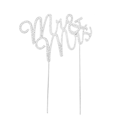VORCOOL MR Mrs Hochzeitstorte Topper Strassstein Kuchendeckel (Silber) - 6