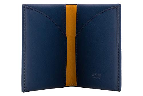 Origami | RFID Blocking Card Case [Capacity: Up to 10 Cards] (Steel Blue & Mustard Yellow)